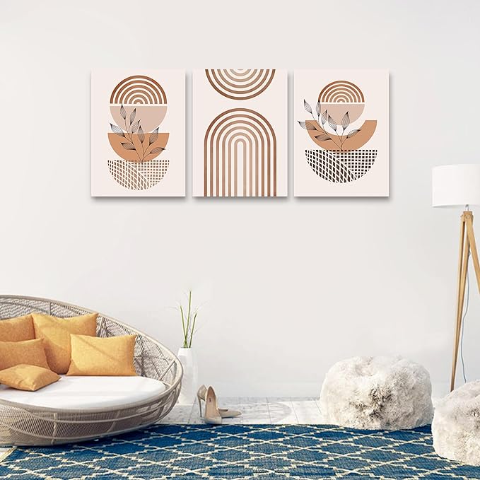 DZRWUBHS Boho Wall Decor - Canvas Art for Living Room & Bedroom; Modern Abstract Wall Paintings, Set of 3, 20x28 Inches