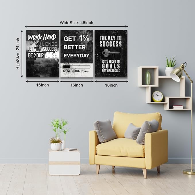 Motivational Quotes Canvas Wall Art 3 Pieces Inspirational Entrepreneur Posters Painting Artwork Decor For Office Bedroom Living Room Ready To Hang