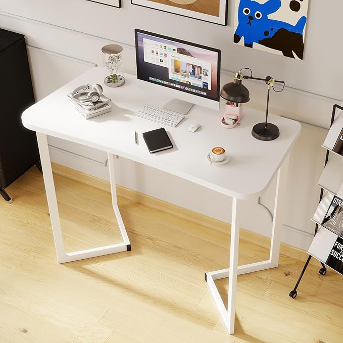 Computer Desk 40 Inch Small Table for Office,Modern Simple Style Writing Study Work Gaming Table for Home Office (White)