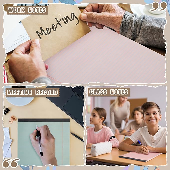 Fuutreo 8 Pcs 8.5'' x 11'' Colored Legal Pad 50 Sheets Per Writing Pads Narrow Ruled Notepad Perforated Writing Notepad Office Supplies for College Office Business (Pastel Color)