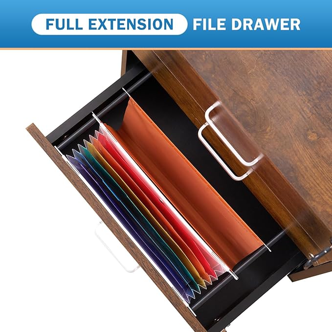 Need 3 Drawer Wood Mobile File Cabinet with Lock,Rolling Filing Cabinet for Letter/A4 Size for Home Office,Rustic Brown ND-10CZLXFC04FG