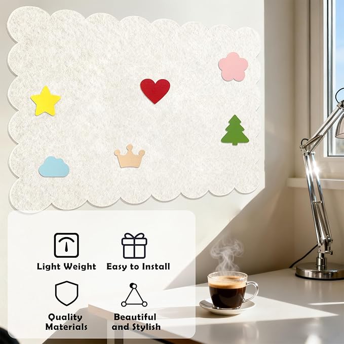 Felt Bulletin Board 36"×24" Large Pin Cork Boards for Walls Decor(with 30 Pcs Push Pins) Picture Photo Wall Display Notice Vision Board Office Supplies Accessories Kitchen,Classroom,Home,Room Decor