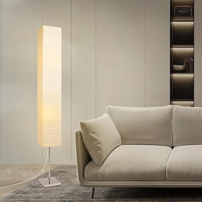 Paper Floor Lamp, Japanese Floor Lamp with Rice Paper Lamp Shade, Corner Paper Lantern Floor Lamp for Bedroom, Office, Living Room Whit No Bulb (Square 2 Pack)