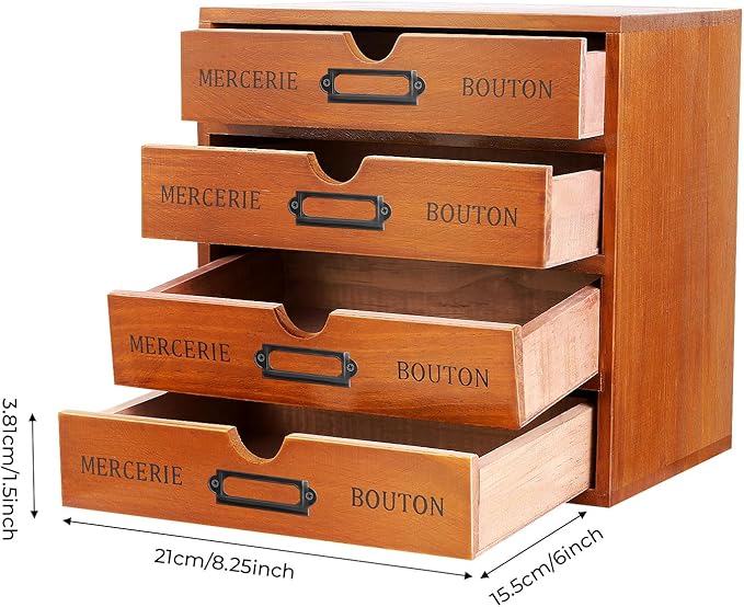 Elegant Wooden Drawer File Cabinet,16 Drawers 4-Slot Large Storage Box,Vertical Storage Filing Jewelry Box, Multi Level Countertop Drawer Organizer for Living Rooms, Bedrooms,Offices,Brown