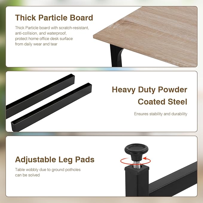 FDW 47 inches Computer Desk/Home Office Desk/Writing Study Table/Modern Simple Style PC Desk with Metal Frame,Nature