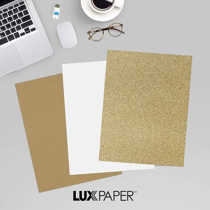 LUXPaper 8.5" x 11" Paper | Letter Size | Gold Sparkle | 90lb. Text | 1,000 Qty