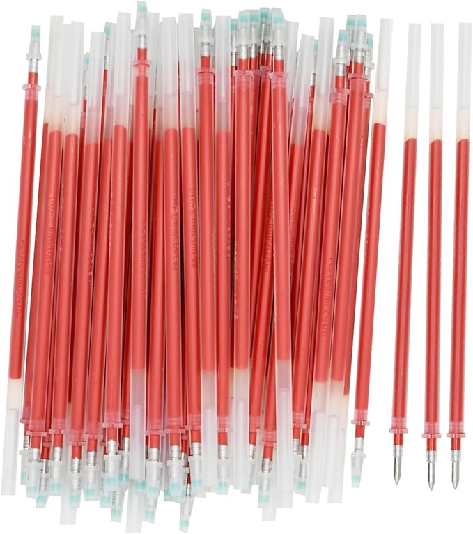 Maydahui 50 Pcs Red Gel Pen Refills with 5 mm Aperture 5.12 inch/13 cm Smooth Writing Pen Refills 0.7 mm Replacement Gel Ink Refills for Gel Rollerball Pens School Office Supplies(Red)