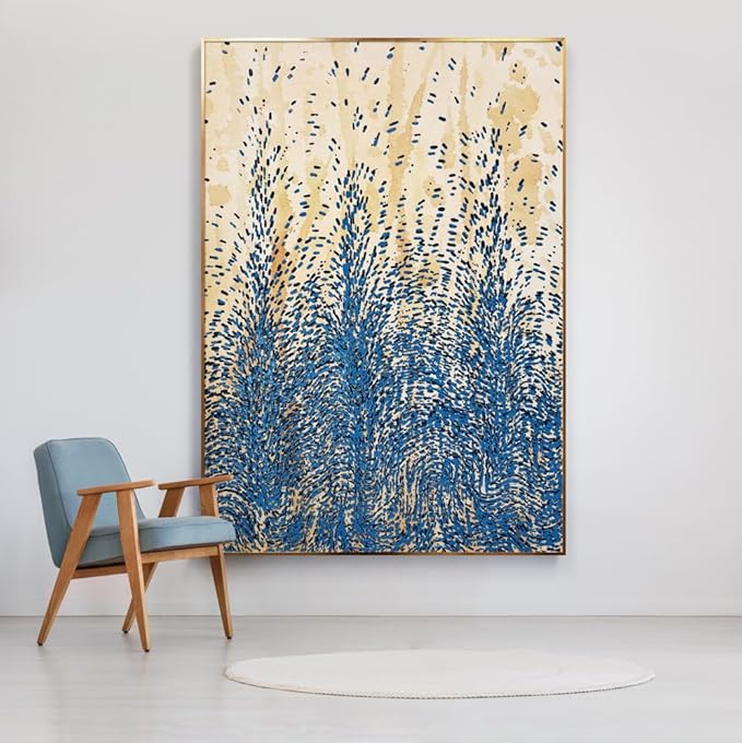 BrightA Blue Woods Abstract Wall Art Wall Painting For Living Room Extra Large Wall Art Large Canvas Art For Living Room Office Dining Room Wall Decor 59"x84.6"