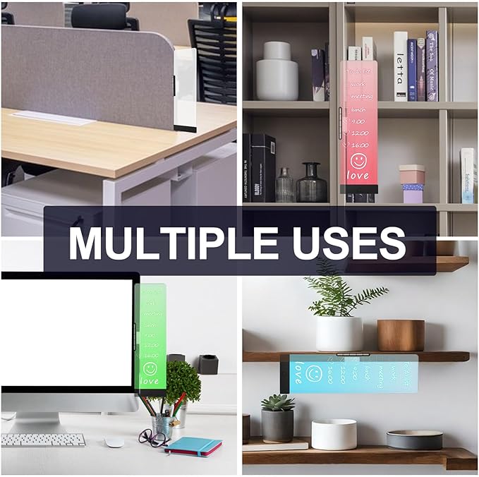 LED Memo Board with Sticky Note Holder, Office Supplies, Monitor Memo Board, Clear Acrylic Computer Monitor Organizer, Work from Home Essentials, Multifunction Workspace Accessories (Black-R)