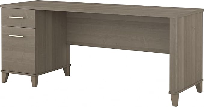 Bush Home 72-inch Home Office Desk with Drawers, Large Computer Table for Personal Workspace, Somerset Collection, Ash Gray