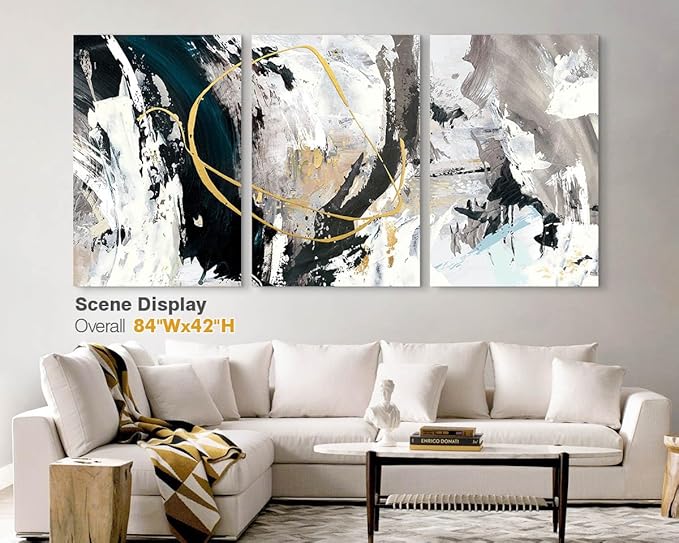 GIFTTWART Extra Large Textured Canvas Wall Art – Modern Abstract Black and White Painting for Living Room, Office, Dining Room Decor, 71"x36"
