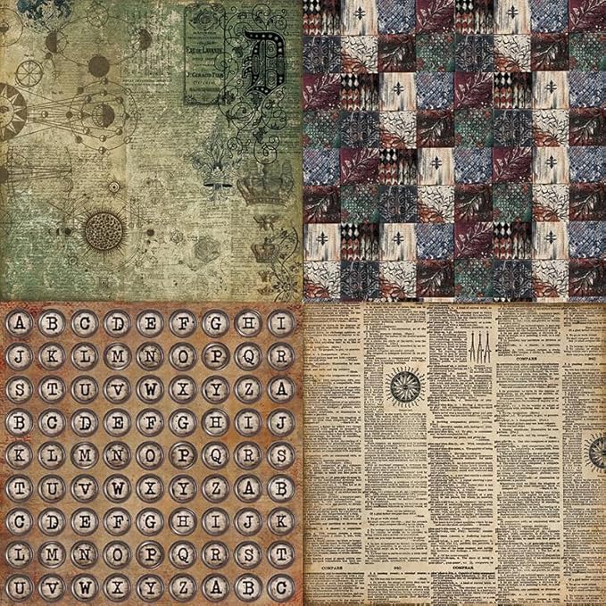 Dark Academia Scrapbook Paper Pad 6x6, Assorted Pattern Decopodge Cardstock Paper, Single-Sided Vintage Scrapbooking DIY Decorative Cardmaking Supplies, Junk Journaling Craft Paper-24Pcs