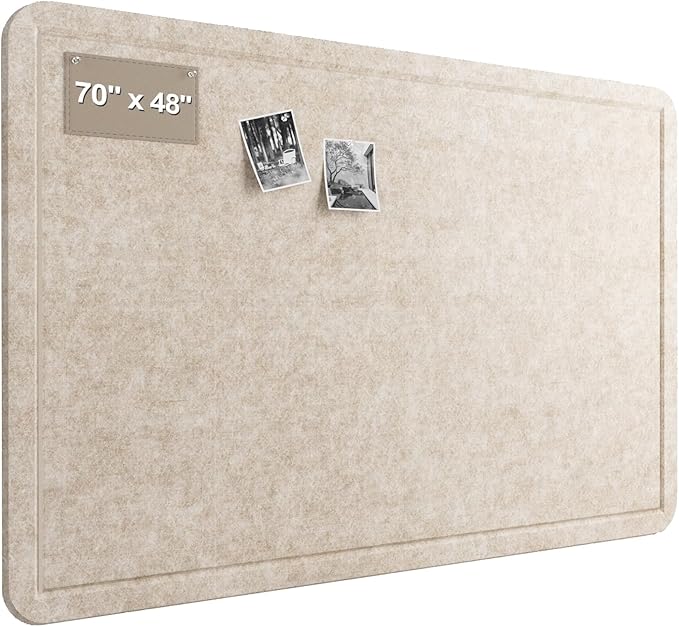 Large Felt Bulletin Board for Wall, 72"x48" Frameless Picture Board, Soft Felt Cork Board for Office, Home Planning & Office Wall Decor, Easy Install Pin Board