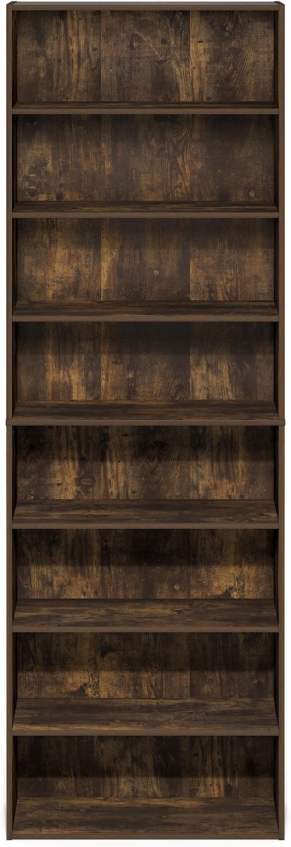 Furinno Basic Book Shelf, 8-Tier Bookcase with Open Shelf, Standing Bookshelf, Cube Storage Organizer, 12 x 24 x 71, for Living Room, Bedroom, Home Office, Amber Pine