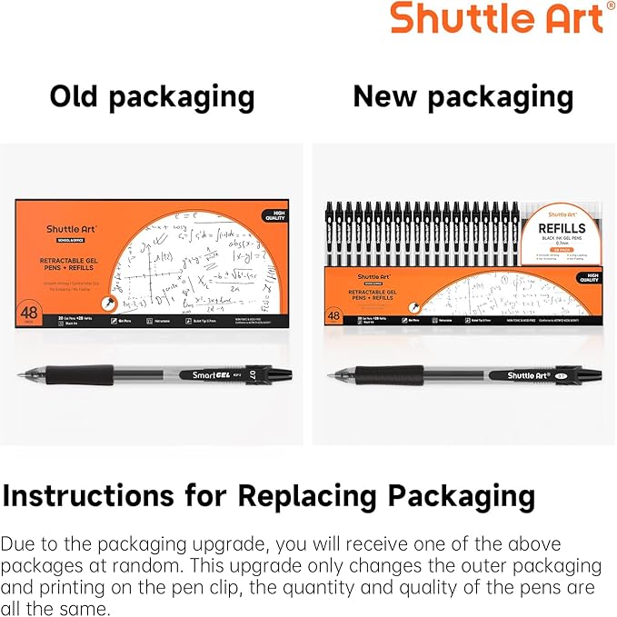 Shuttle Art Black Gel Pens, 96 Pack(20 Pens with 28 Refills) Retractable Medium Point Rollerball Gel Ink Pens Smooth Writing with Comfortable Grip for Office School Home Work