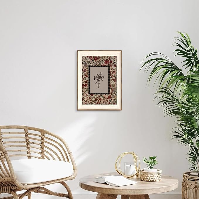 ASTRDECOR Framed Canvas Wall Art - Vintage Botanical & Bird Print, Floral Retro Cottagecore Decor for Living Room, Bathroom, Vintage Oil Painting Botanical Art Prints Decor 12''x16''