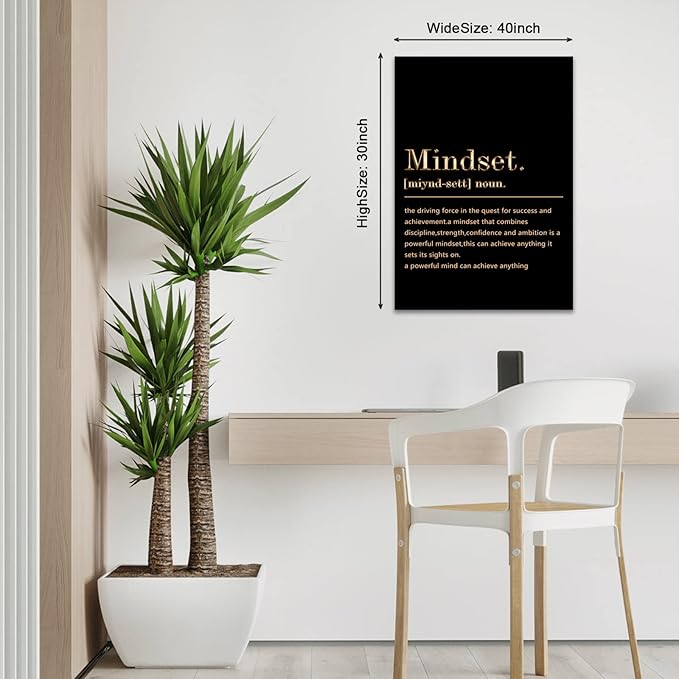 BWSPACE Mindset is Everything Wall Art Office Decor Motivational Quotes Canvas Wall Art Prints Entrepreneur Bundle Set 1 Pieces Inspirational Wall Art Decorations for Home