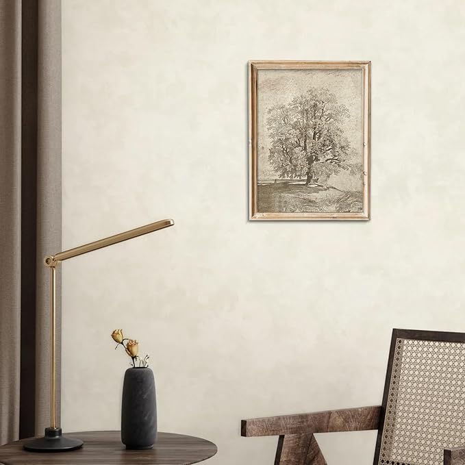 uniro Neutral Etching Vintage Tree Sketch Print, Tree Canvas Wall Art, Antique Rustic Home Decor, Landscape Wilderness Fine Drawing Painting Art Decorative Country/Farmhouse for Living Room, Bedroom, Bathroom Decor( 8" x 10"-UNFRAMED)