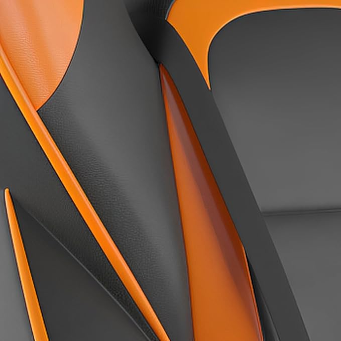 Flash Furniture X40 Gaming Chair Racing Computer Chair with Fully Reclining Back/Arms and Transparent Roller Wheels, Slide-Out Footrest, - Black/Orange