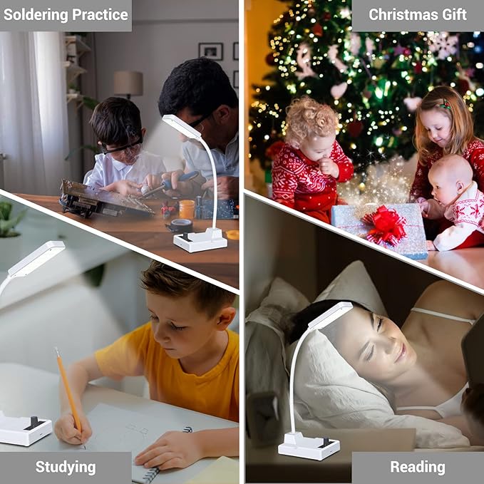 MiOYOOW DIY Rechargeable LED Desk Lamp Kit, Gooseneck Table Light Soldering Practice Kit with Adjustable Brightness, Electronics Soldering Project for School Education and Home Office Use