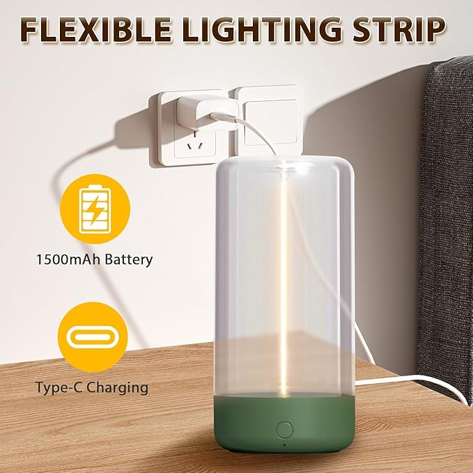 AUGE LIGHT Mini Minimalist Table Lamp Cordless Lamp Rechargeable Table Lamp Portable Nightstand Lamps Desk Lamps for Home Office Unique Ambient Light Mood Lighting for Desk Decor Beside(Dark Green)