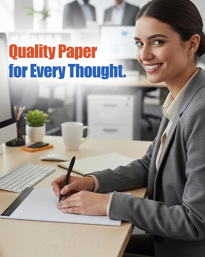 Mintra Office White Legal Pads – Ruled Notepads and Micro-Perforated Sheets, Ideal for Writing, Note-Taking & Creativity, Office, or Professional Use, Premium Pad 6 pack, 5"x8" (Narrow Ruled)