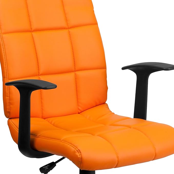Flash Furniture Clayton Mid-Back Orange Quilted Vinyl Swivel Task Office Chair with Arms