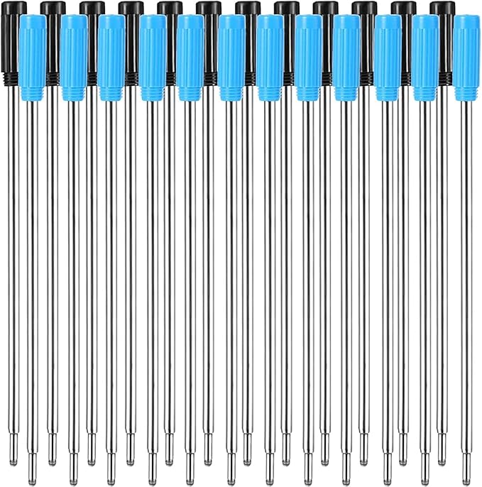 Jovitec 24 Pieces Replaceable Ballpoint Pen Refills Metal Pen Ink Refills Smooth Writing 4.5 Inch (11.6 cm) and 1 mm Medium Tip for Gifts Office(Black and Blue)