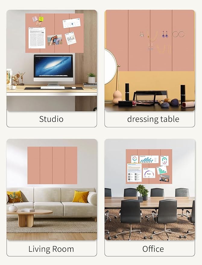 Large Bulletin Board 48"x36" Cork Boards for Walls, 12 Pack Felt Wall Panels Photo Board, Cork Board for Office Home Pin Board