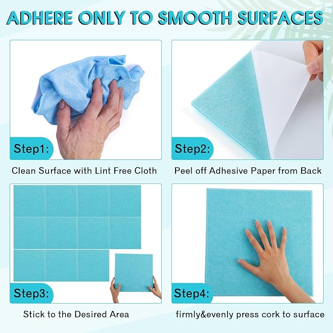 Honoson 12 Pack 47"x35" Large Cork Boards Tiles Alternative Felt Wall Tiles Bulletin Board with Safe Adhesive Cork Board Squares for Walls Organize Home Office Classroom Pin Photo Panels(Blue)