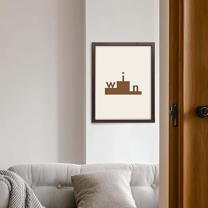 ALPINE INK CO. Win Typography Glossy Poster - Minimal Word Balance Artwork - Modern Neutral Graphic Style - Office Home Office Workspace Decor - 16x20 Unframed Glossy Print