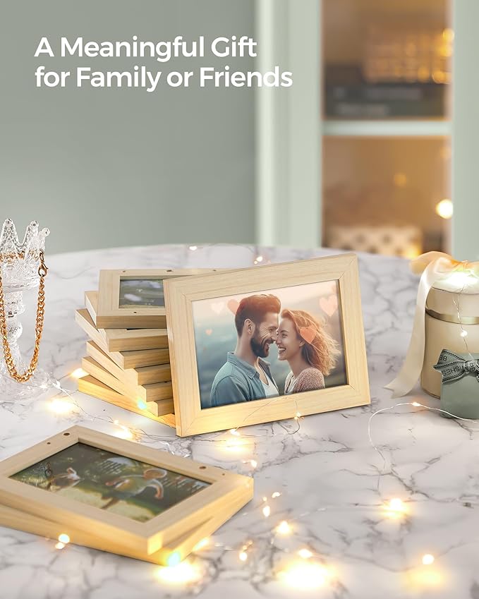 SONGMICS 4x6 Collage Picture Frames, 10-Pack Photo Collage Frame for Wall Decor, Glass Front, Assembly Required, Natural Beige URPF020N01