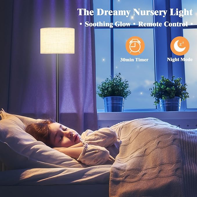 Smart LED Floor Lamp with APP Control & RGB Colors - Dimmable Standing Lamp for Living Room, Bedroom, Gaming - Remote, Timer, 9W Bulb Included, 60.6" Modern Tall Lamp (Beige)