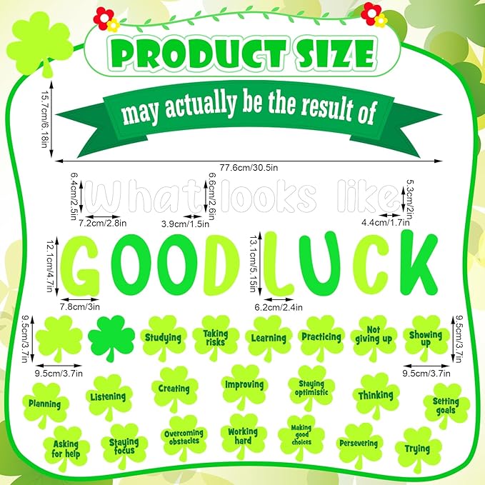 80 Pcs St. Patrick's Day Bulletin Board March Bulletin Board Inspirational DIY Shamrock Cutouts with White Black Burlap Border for Irish Festival Party Favor Supplies Toddler Classroom Wall Decor