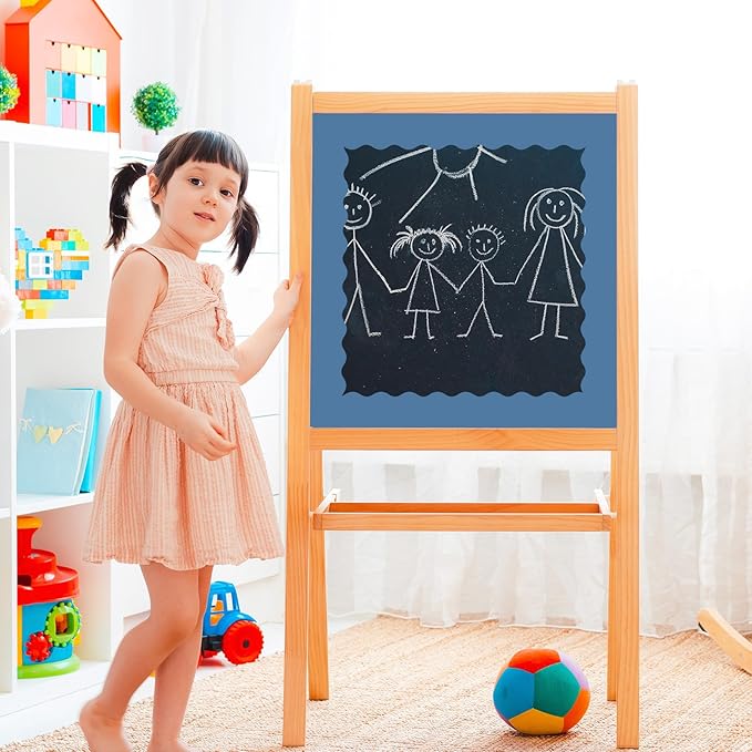 Whaline 65.6ft Summer Blue Bulletin Board Borders 4 Rolls Blue Series Die-Cut Board Trim for School Classroom Office Chalkboard