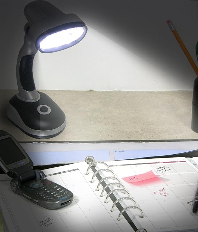 IdeaWorks Jobar International (Set/2) LED Desk Lamps with Pivoting Heads and Handled Necks, Large, Red Blue