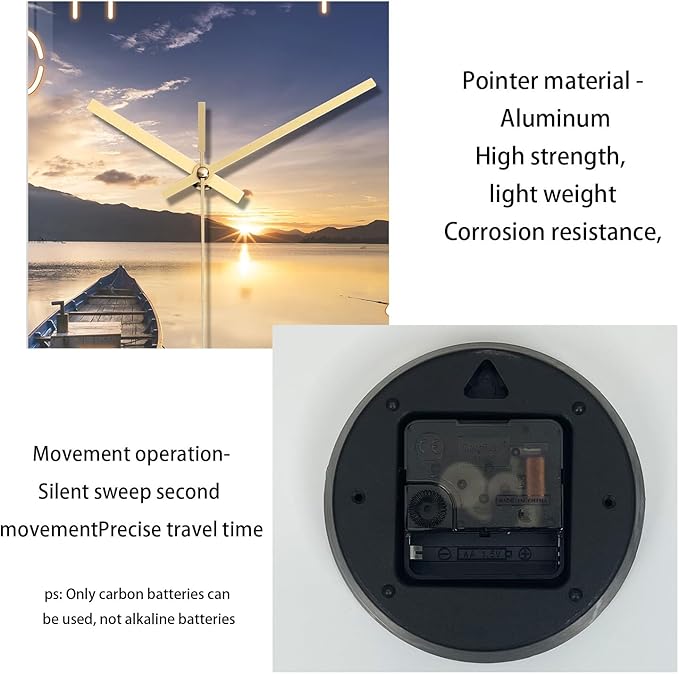 Sunset Clocks Wall for Bedroom Silent Wall Clock Non Ticking Decorative Wall Clocks Battery Operated 14 Inch