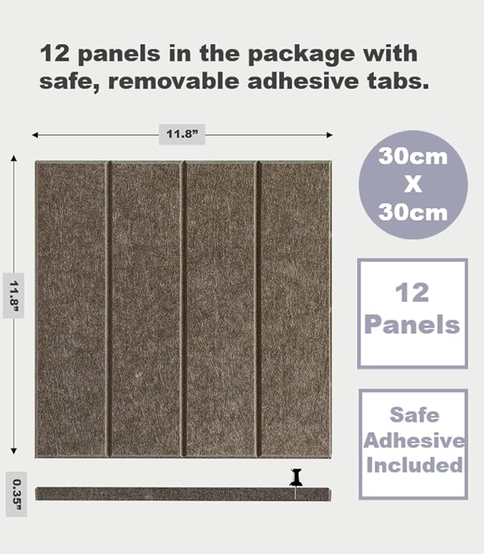 Felt Bulletin Board Tiles | Modern Cork Board Alternative | Large Cork Boards for Walls | Aesthetic Felt Wall Panels for Office & Home Decor | Pinboard & Photo Board (12-Pack) | Desert Palm