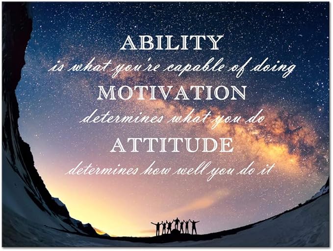 Inspirational Office Wall Art Ability is What You're Capable of Doing Quotes Wall Decor Motivational Attitude Saying Artwork for Living Room Office Home Classroom Framed 16" Wx12 H