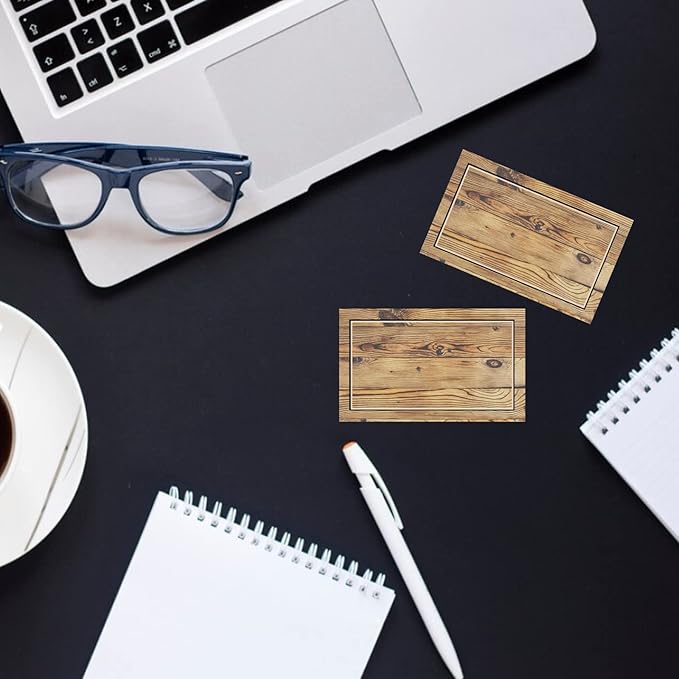 Business Cards Customize with Wood Texture Templates, Custom Business Cards Personalized with Your Logo, 3.5"X 2" 300gsm Matte Paper for Small Business