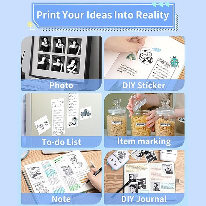 57x25mm Thermal Sticker Paper, 10 Rolls for Mini Thermal Printers – Colorful Self-Adhesive Labels, Compatible with Mini Printers & Label Makers, for DIY, Office, Kids' Cameras