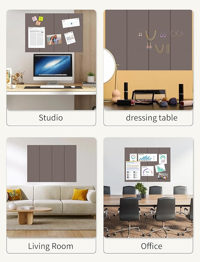 Large Bulletin Board 48"x 48" Cork Boards for Walls, 12 Pack Felt Wall Panels Photo Board, Cork Board for Office Home Pin Board