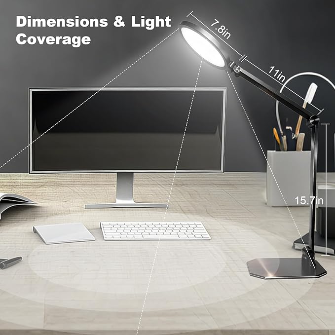 NS LED Desk Lamp 2 Pack, LED Desk Light for Home Office & Video Calls, Adjustable 3000K-6500K Office Lamp with Remote Control, Timer, Memory, CRI95+, Dimmable Desktop Lamp