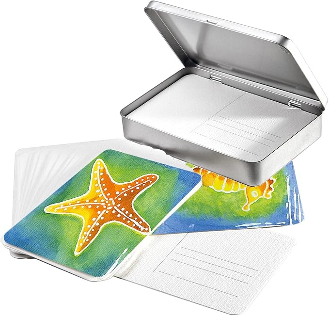 Watercolor Postcard 230 GSM, Rough Texture, Metal Case, 10.5x14.8 cm, 30 fls