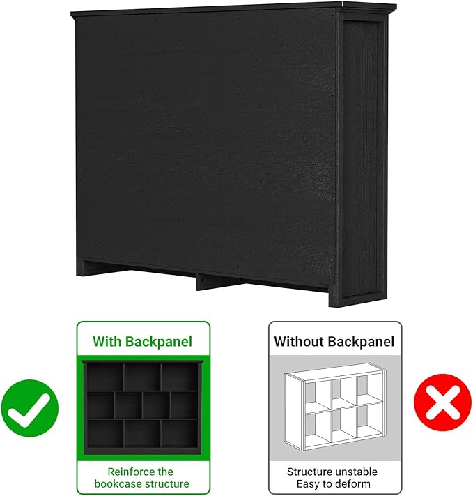 Unikito 10 Cube Storage Book Shelf - 50" Wide Wood Cube Storage Organizer, Wooden 3 Tiers Floor Standing Low Bookcase for Living Room, Bedroom, Home Office, Kids Room