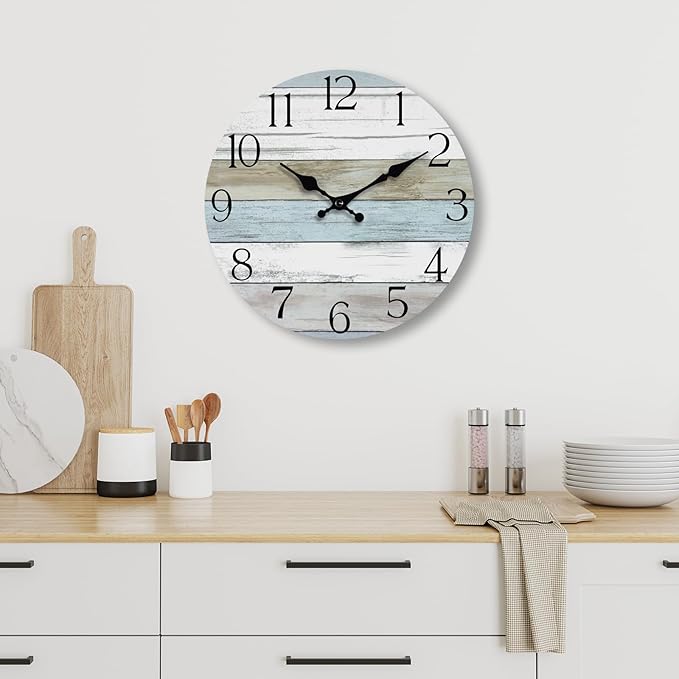 HYLANDA Wall Clock, 16 Inch Silent Non Ticking Wall Clocks Battery Operated, Rustic Clocks Decorative for Living Room, Kitchen, Bathroom, Bedroom