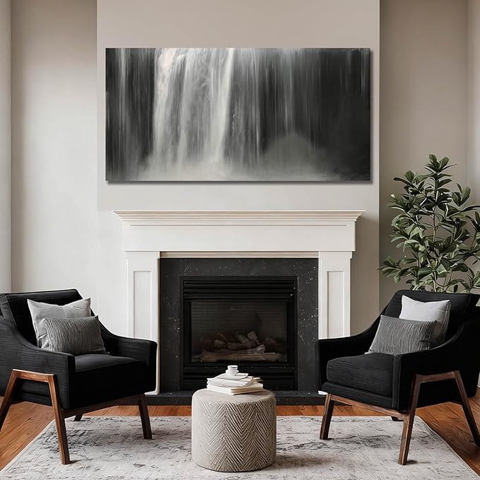 Artexist Black and White Canvas Wall Art Abstract Wall Decor Waterfall Pictures 29"x58" Decorations for Living Room Kitchen Artwork