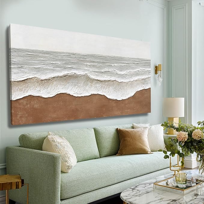 Artexist Seascape Wall Painting Landscape Home Wall Art Grey 24"x48" Wall Decor for Bedroom, Office
