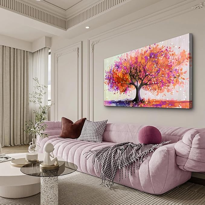 Wapluam Large Wall Decor For Office Canvas Wall Art For Living Room Bedroom Decorations Red Tree Wall Paintings Abstract Watercolour Colorful Pictures Artwork Canvas Posters Home Decor Mural 30" x 60"