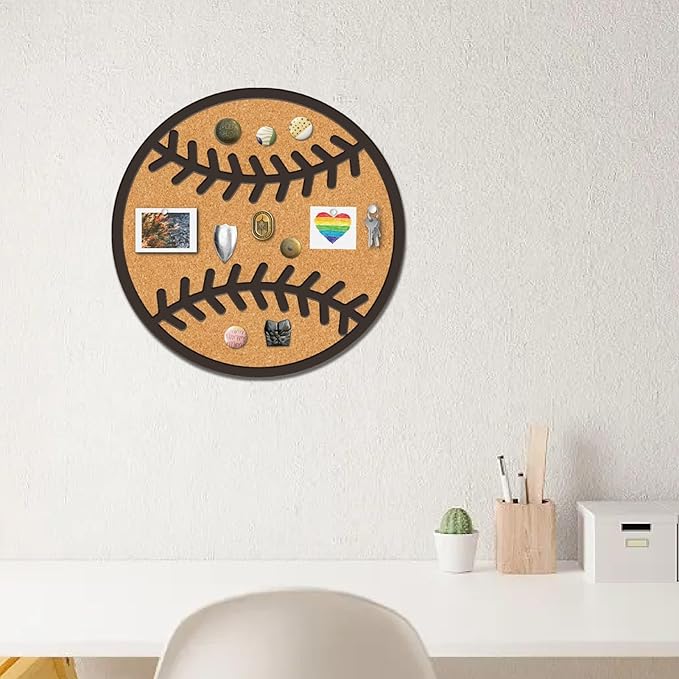 CRASPIRE Pin Cork Board Baseball Framed Bulletin Display Badge Sport 9.8x9.8 Wood Purple Decorative Corkboard Wall Mounted Memory Brooch Lapel Holder Storage for Home Office School Classroom Party